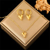 Gold Plated Stainless Steel Heart Jewelry Set