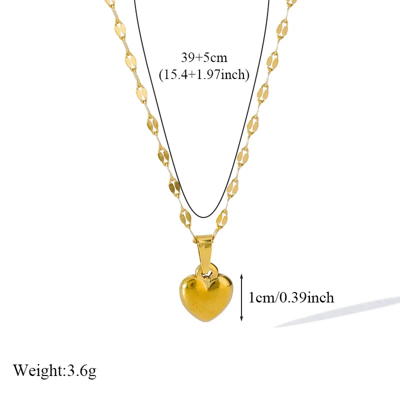 Gold Plated Stainless Steel Heart Jewelry Set
