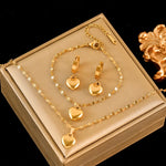 Gold Plated Stainless Steel Heart Jewelry Set